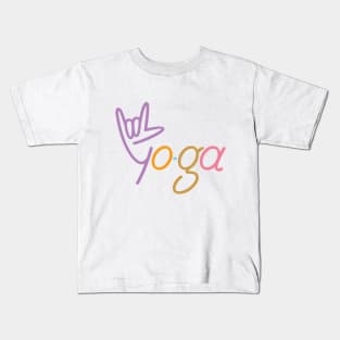 Yo Hand Gesture with Yoga Word Text Kids T-Shirt